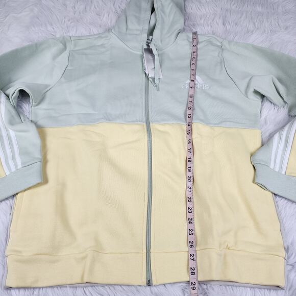 Men's XL adidas Colorblock Full-Zip Hoodie in Linen Green/Alumina/Almost Yellow - Picture 8 of 9